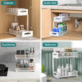 CARLA HOME 2 Pack Under Sink Organizer Pull Out Sliding Cabinet Storage Shelf with Height Adjustable for Kitchen, Bathroom or Laundry Room (White) | darrahopens.com.au Premium AU Stock