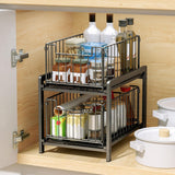 CARLA HOME 2 Tier Sliding Cabinet Organizer Drawer Storage Rack for Kitchen or Bathroom | darrahopens.com.au Premium AU Stock