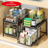 CARLA HOME 2 Tier Sliding Cabinet Organizer Drawer Storage Rack for Kitchen or Bathroom | darrahopens.com.au Premium AU Stock