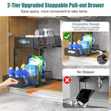 CARLA HOME 2 Tier Under Sink Organizer Pull Out Sliding Cabinet Storage Shelf with Height Adjustable for Kitchen, Bathroom or Laundry Room (Black) | darrahopens.com.au Premium AU Stock