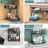 CARLA HOME 2 Tier Under Sink Organizer Pull Out Sliding Cabinet Storage Shelf with Height Adjustable for Kitchen, Bathroom or Laundry Room (Black) | darrahopens.com.au Premium AU Stock