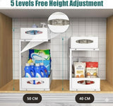 CARLA HOME 2 Tier Under Sink Organizer Pull Out Sliding Cabinet Storage Shelf with Height Adjustable for Kitchen, Bathroom or Laundry Room (White) | darrahopens.com.au Premium AU Stock