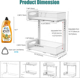 CARLA HOME 2 Tier Under Sink Organizer Pull Out Sliding Cabinet Storage Shelf with Height Adjustable for Kitchen, Bathroom or Laundry Room (White) | darrahopens.com.au Premium AU Stock