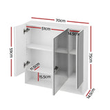 Darrahopens Furniture > Bathroom > Bathroom Cabinets, Cupboards & Storage Cefito Bathroom Mirror Cabinet Medicine Adjustable Shelves Wall Hung 700x750mm White