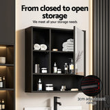 Darrahopens Furniture > Bathroom > Bathroom Cabinets, Cupboards & Storage Cefito Bathroom Mirror Cabinet Mirrored Medicine Adjustable Shelf Wall Mounted 560mm Black