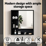 Darrahopens Furniture > Bathroom > Bathroom Cabinets, Cupboards & Storage Cefito Bathroom Mirror Cabinet Mirrored Medicine Adjustable Shelf Wall Mounted 560mm Black