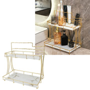 Darrahopens Furniture > Bathroom > Bathroom Cabinets, Cupboards & Storage Countertop Storage Rack Double Layer Waterproof Counter Organizer Shelf with Electric Toothbrush Holder for Bathroom White Background Gold Grain In Australia - Darrahopens