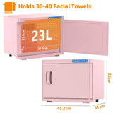 Darrahopens Furniture > Bathroom > Bathroom Cabinets, Cupboards & Storage Pink 23L Hot Towel Warmer Cabinet with UV Sterilizer for Salon and Home Use In Australia - Darrahopens