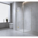 Darrahopens Furniture > Bathroom > Shower Heads & Screens 100x100cm Corner Frameless Shower Screen with White Brackets and SS Hinges, Round Handle