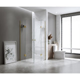 Darrahopens Furniture > Bathroom > Shower Heads & Screens 110x110cm Double Door Corner Shower with Chrome Channels and SS Hinges, Round Handle