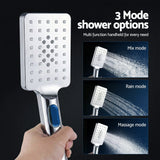 12" Rain Shower Head Set with 3-Mode Handheld Brass High Pressure WELS Chrome | darrahopens.com.au Premium AU Stock