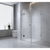 Darrahopens Furniture > Bathroom > Shower Heads & Screens 120x100cm Corner Frameless Shower Screen with Nickel Brackets and Brass Hinges, Round Handle