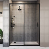 Darrahopens Furniture > Bathroom > Shower Heads & Screens 140-150cm Adjustable Wall to Wall Sliding Glass Shower Door in Black