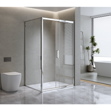 Darrahopens Furniture > Bathroom > Shower Heads & Screens 150mm Adjustable (2000x1010mm) Single Door Corner Sliding Glass Shower Screen in Chrome