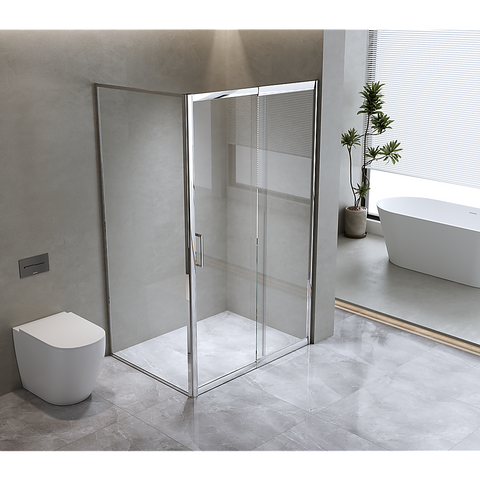 Darrahopens Furniture > Bathroom > Shower Heads & Screens 150mm Adjustable (2000x920mm) Single Door Corner Sliding Glass Shower Screen in Chrome