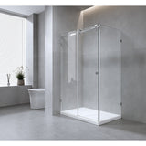 Darrahopens Furniture > Bathroom > Shower Heads & Screens 170x80cm Frameless Glass Sliding Corner Shower with Black Rail and Hardware