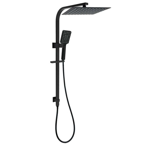 Darrahopens Furniture > Bathroom > Shower Heads & Screens 2in1 Shower Set Matt Black 12" Rainfall Head 3 Modes Handheld Silding Rail Combo