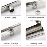 Darrahopens Furniture > Bathroom > Shower Heads & Screens 304 Stainless Steel 600mm Tile Insert Linear Shower Grate Floor Drain 50mm Waste
