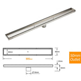 Darrahopens Furniture > Bathroom > Shower Heads & Screens 304 Stainless Steel 800mm Tile Insert Linear Shower Grate Floor Drain 50mm Waste