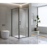 Darrahopens Furniture > Bathroom > Shower Heads & Screens 40mm Adjustable Contemporary Corner Sliding Black Shower Screen 86x92cm