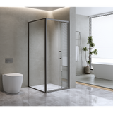 Darrahopens Furniture > Bathroom > Shower Heads & Screens 40mm Adjustable Contemporary Corner Sliding Black Shower Screen 86x92cm