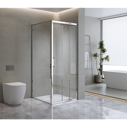 Darrahopens Furniture > Bathroom > Shower Heads & Screens 40mm Adjustable Contemporary Corner Sliding Chrome Shower Screen 86x101cm