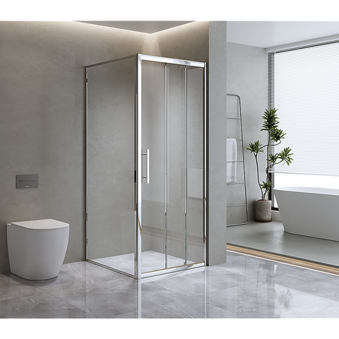 Darrahopens Furniture > Bathroom > Shower Heads & Screens 40mm Adjustable Contemporary Corner Sliding Chrome Shower Screen 86x80cm