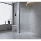 Darrahopens Furniture > Bathroom > Shower Heads & Screens 80cm Reeded Single Shower Glass Screen with Black Wall & Floor Channel