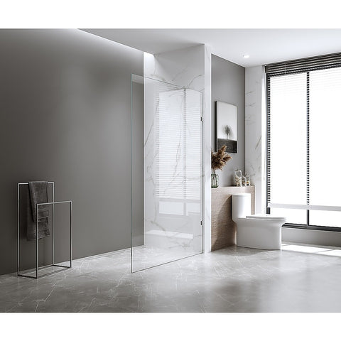 Darrahopens Furniture > Bathroom > Shower Heads & Screens 80x210cm Single Shower Glass Screen with White F-brackets & Square Pole