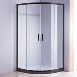 Darrahopens Furniture > Bathroom > Shower Heads & Screens 90 x 90cm Black Rounded Sliding 6mm Curved Shower Screen with White Base In Australia - Darrahopens