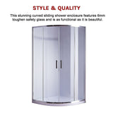 Darrahopens Furniture > Bathroom > Shower Heads & Screens 90 x 90cm Rounded Sliding 6mm Curved Shower Screen with Base in Chrome In Australia - Darrahopens