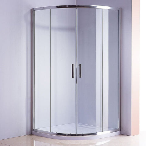 Darrahopens Furniture > Bathroom > Shower Heads & Screens 90 x 90cm Rounded Sliding 6mm Curved Shower Screen with Base in Chrome In Australia - Darrahopens