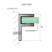 90x210cm Single Shower Glass Screen with White Wall F-Brackets | darrahopens.com.au Premium AU Stock