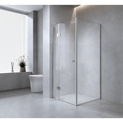 Darrahopens Furniture > Bathroom > Shower Heads & Screens 90x70cm Corner Frameless Shower Screen with White Channel and SS Hinges, Round Knob Handle