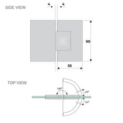 Darrahopens Furniture > Bathroom > Shower Heads & Screens 90x70cm Corner Frameless Shower Screen with White Channel and SS Hinges, Square Double Pull Handle