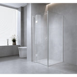 Darrahopens Furniture > Bathroom > Shower Heads & Screens 90x90cm Corner Frameless Shower Screen with White Channel and SS Hinges, Round Handle