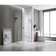 Darrahopens Furniture > Bathroom > Shower Heads & Screens 90x90cm Double Door Corner Shower Screen with Channels and SS Hinges - Chrome