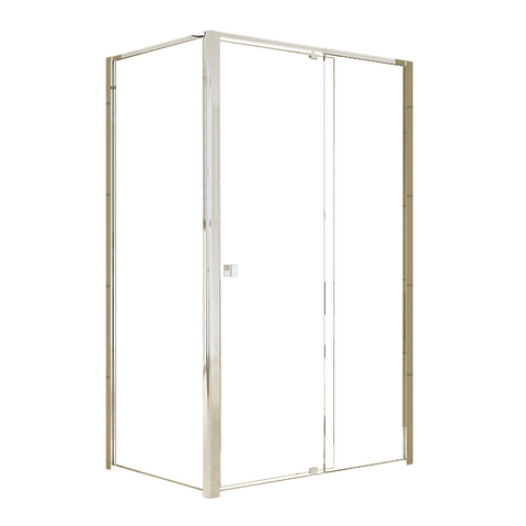 Darrahopens Furniture > Bathroom > Shower Heads & Screens Adjustable Semi Frameless Shower Screen 114-122cm x 98-101cm With Gold Hardware For Modern Bathrooms