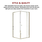 Adjustable Semi Frameless Shower Screen 82-90cm x 89-92cm With Gold Hardware For Modern Bathrooms