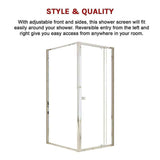 Adjustable Semi Frameless Shower Screen 82-90cm x 98-101cm With Gold Hardware For Modern Bathrooms