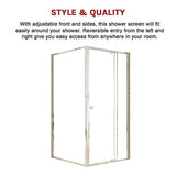 Adjustable Semi Frameless Shower Screen 98-106cm x 98-101cm With Gold Hardware For Modern Bathrooms