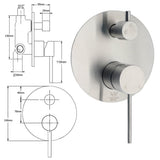 Darrahopens Furniture > Bathroom > Shower Heads & Screens AU Round Stainless Steel Shower Mixer Diverter Brushed Nickel For Bathroom Sets