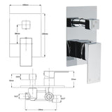 Darrahopens Furniture > Bathroom > Shower Heads & Screens Bathroom Square Shower Mixer Diverter Tap Square Chrome For Spout Shower Head