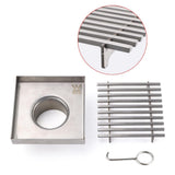 Darrahopens Furniture > Bathroom > Shower Heads & Screens Bathroom SUS 100mm Square Strip Fence Sword Shower Grate Floor Drain 50mm Outlet
