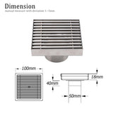 Bathroom SUS 100mm Square Strip Fence Sword Shower Grate Floor Drain 50mm Outlet | darrahopens.com.au Premium AU Stock