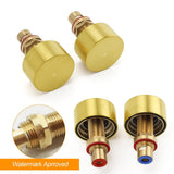 Darrahopens Furniture > Bathroom > Shower Heads & Screens Brushed Gold 1/4 Turn Round Knob Hot Cold Tap Wall Set For Shower Vanity Spout
