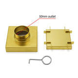 Darrahopens Furniture > Bathroom > Shower Heads & Screens Brushed Gold 100mm Square Tile Insert Floor Drain Tiny Shower Grate 50mm Waste