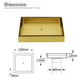 Darrahopens Furniture > Bathroom > Shower Heads & Screens Brushed Gold 150x150mm Tile Insert Floor Drain Shower Grate 80mm Waste Watermark