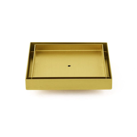 Darrahopens Furniture > Bathroom > Shower Heads & Screens Brushed Gold 150x150mm Tile Insert Floor Drain Shower Grate 80mm Waste Watermark
