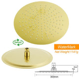 Brushed Gold 2in1 Round 12" Rain Shower Head 3 Mode Handheld Diverter Wall Arm Mixer Set | darrahopens.com.au Premium AU Stock